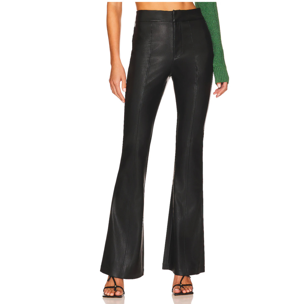 BlankNYC Faux Leather High Rise Flare Pant Stand Out Black Sz 28